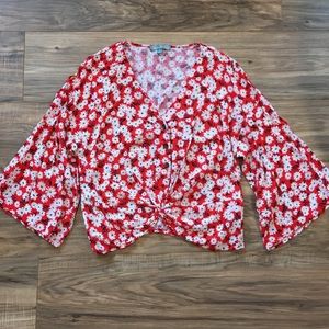 Good Luck Charm Angel Sleeve Knotted Blouse